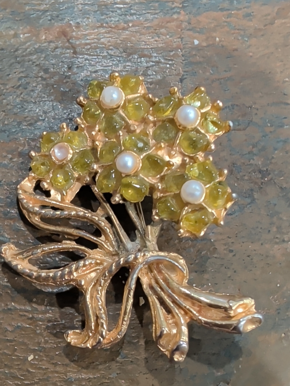 Gold-Tone Yellow Flower Brooch with Pearl Centers Diy